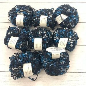 Cascade Yarns Malizia Color 43 Black, Gray, Blue 50g 54 Yds Ea Lot of 8 Skeins